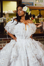 Triple Lace Professional Dress - White Silk