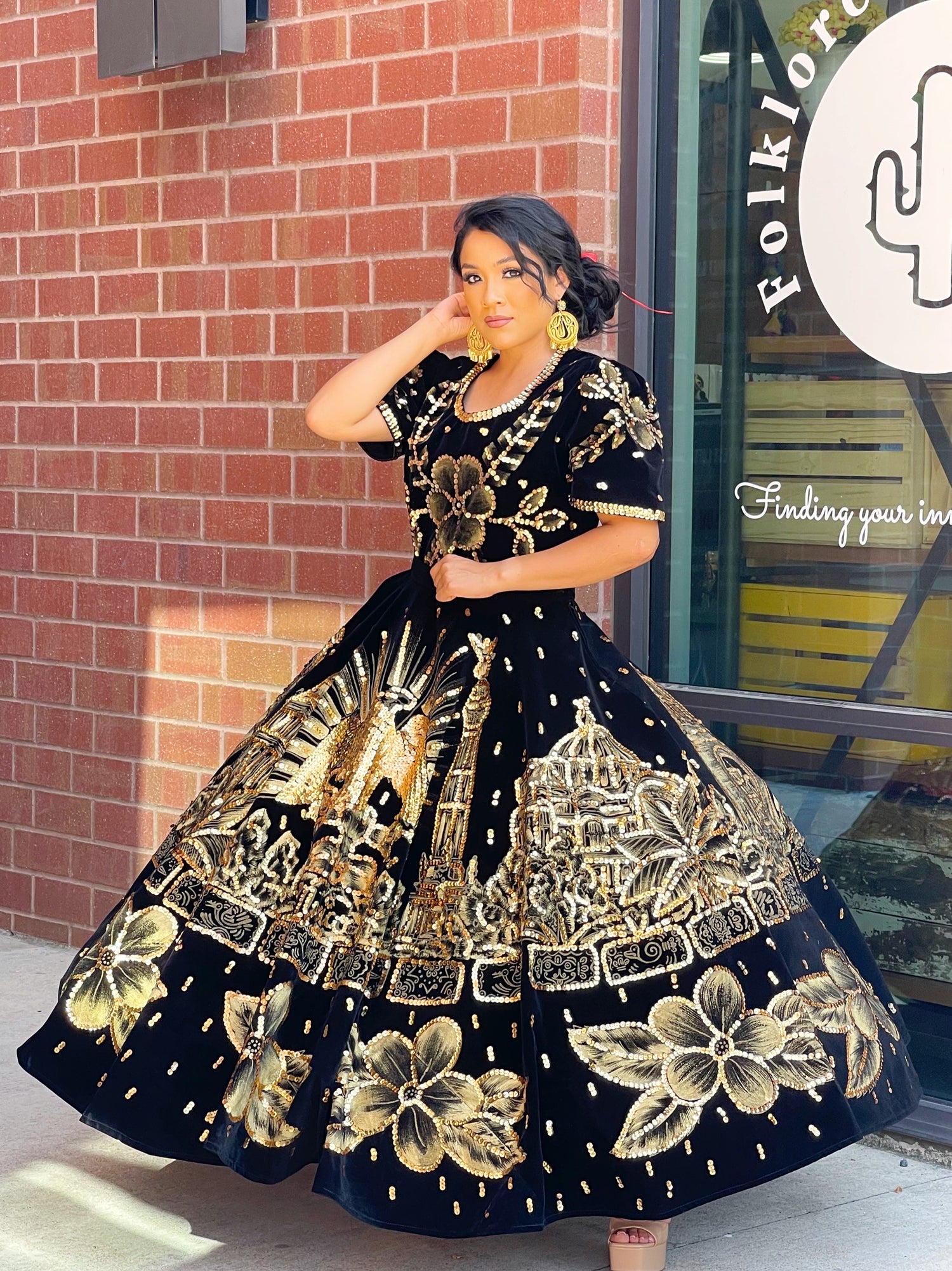 A La Mexicana Velvet Dress