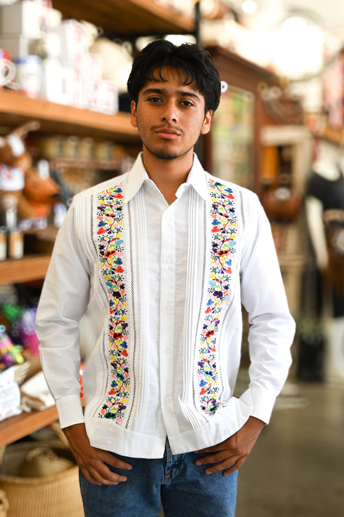 mexican dress shirt men Shirts for Traditional Embroidered Guayabera Button Up Short Sleeve for Fiesta Cinco de Mayo Outfit Authentic Camisa Style para Hombre Mexico Black Floral : Clothing, Shoes & Made in 65% cotton and 35% Polyester Mexican Fiesta Long Sleeved Shirt