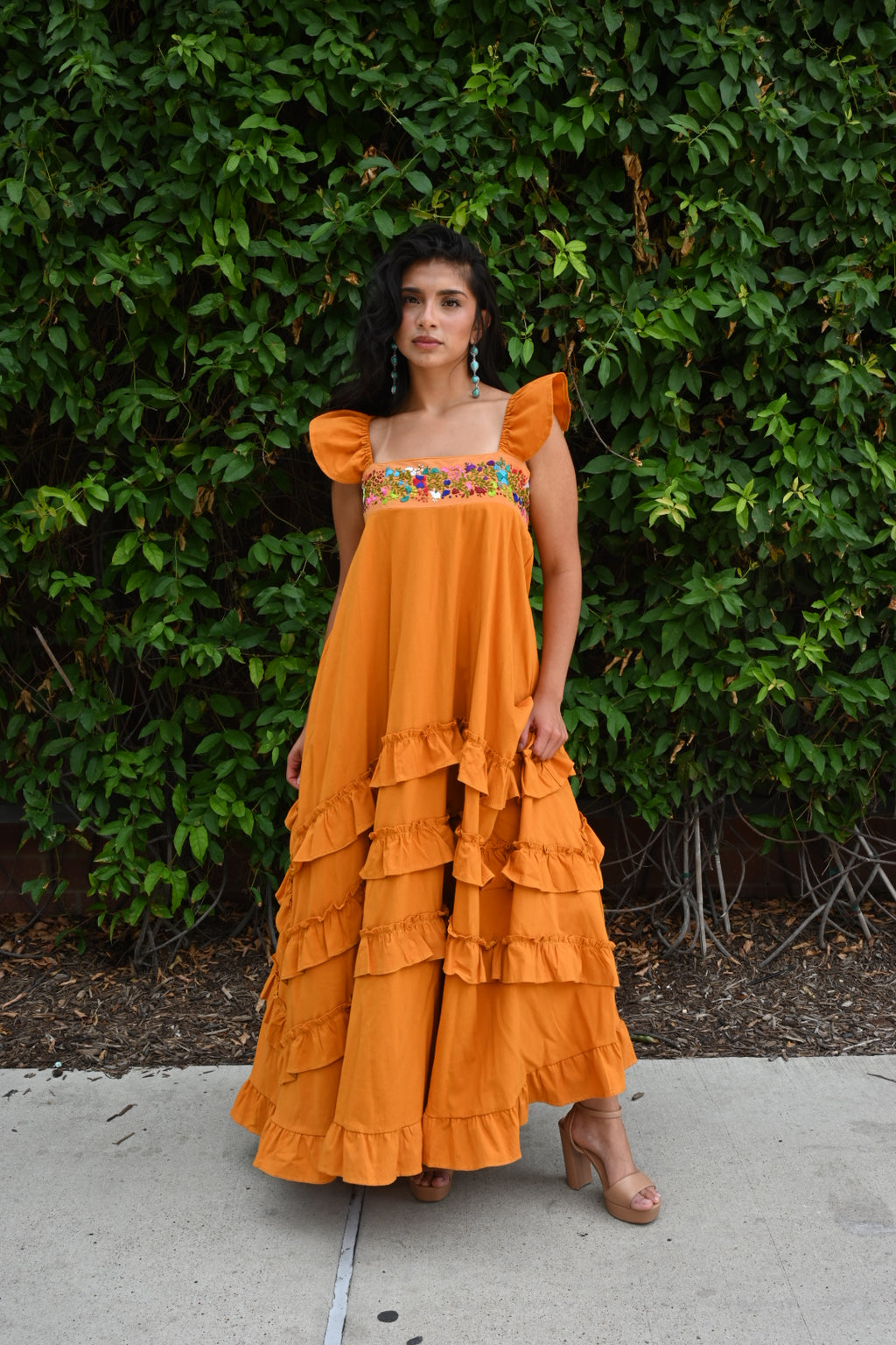Tolima Ruffle Maxi Dress TRA