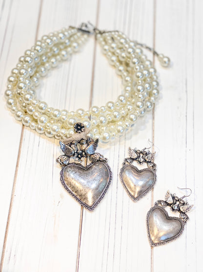 Pearl Milagro Heart Necklace