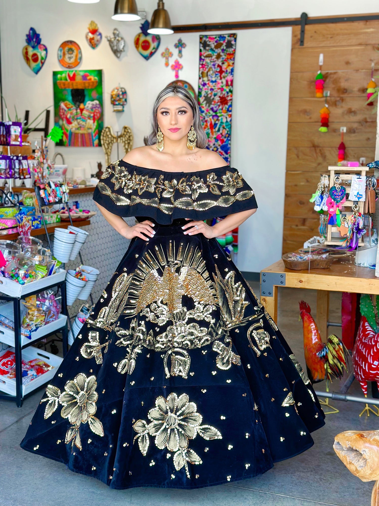 El Caballo Dorado Velvet Dress