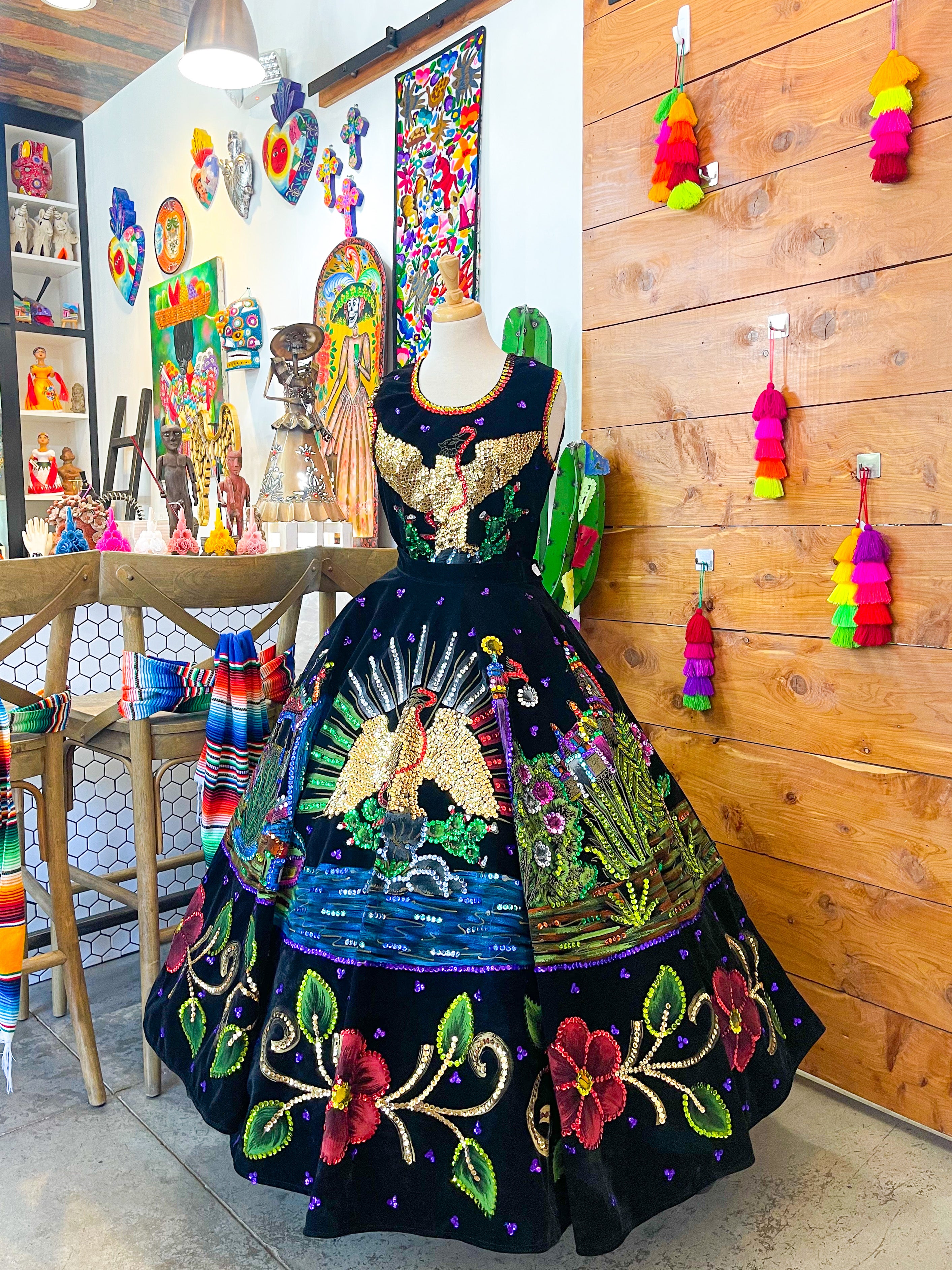Mariachi en La Ciudad Velvet Dress