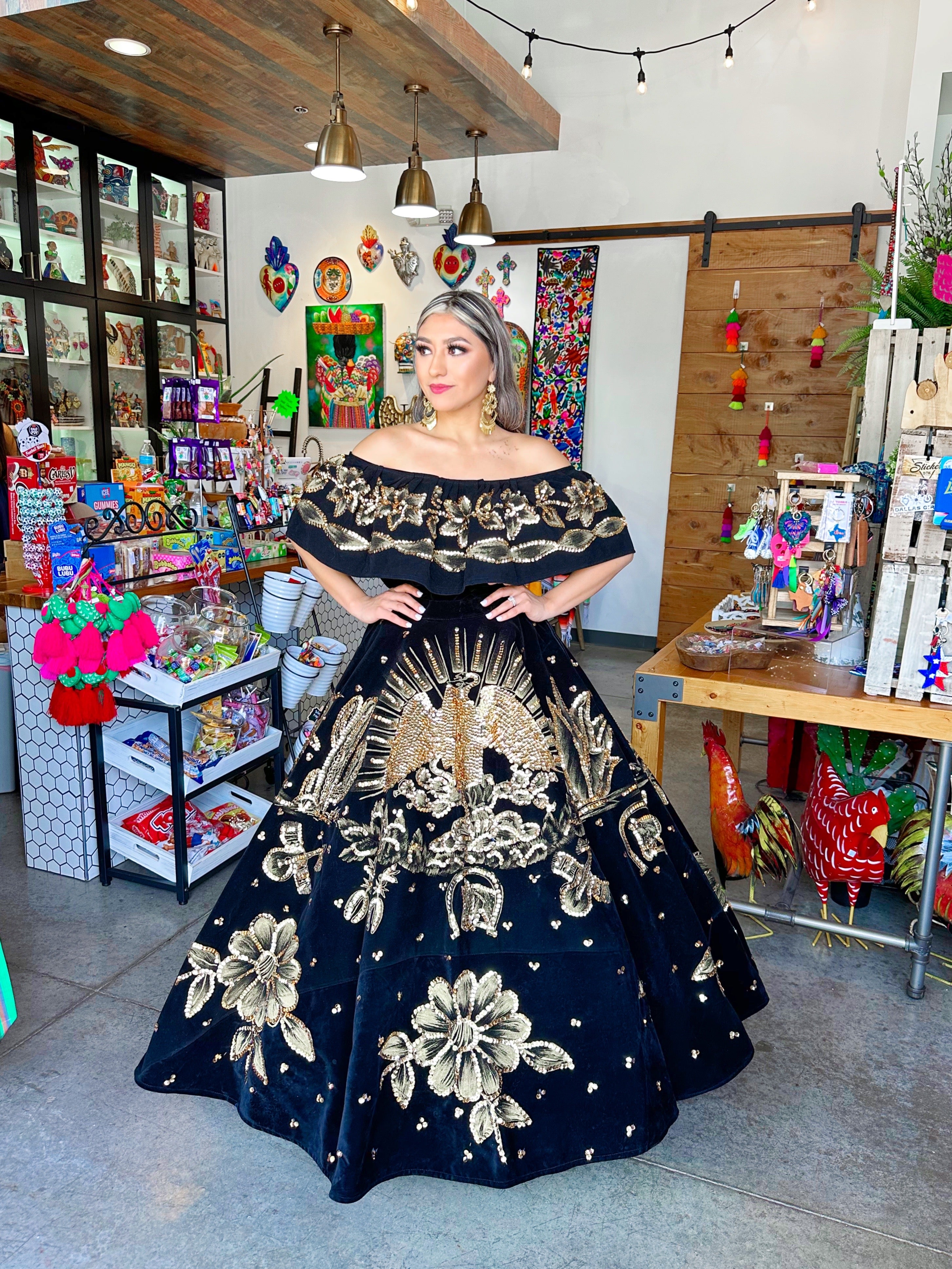 El Caballo Dorado Velvet Dress