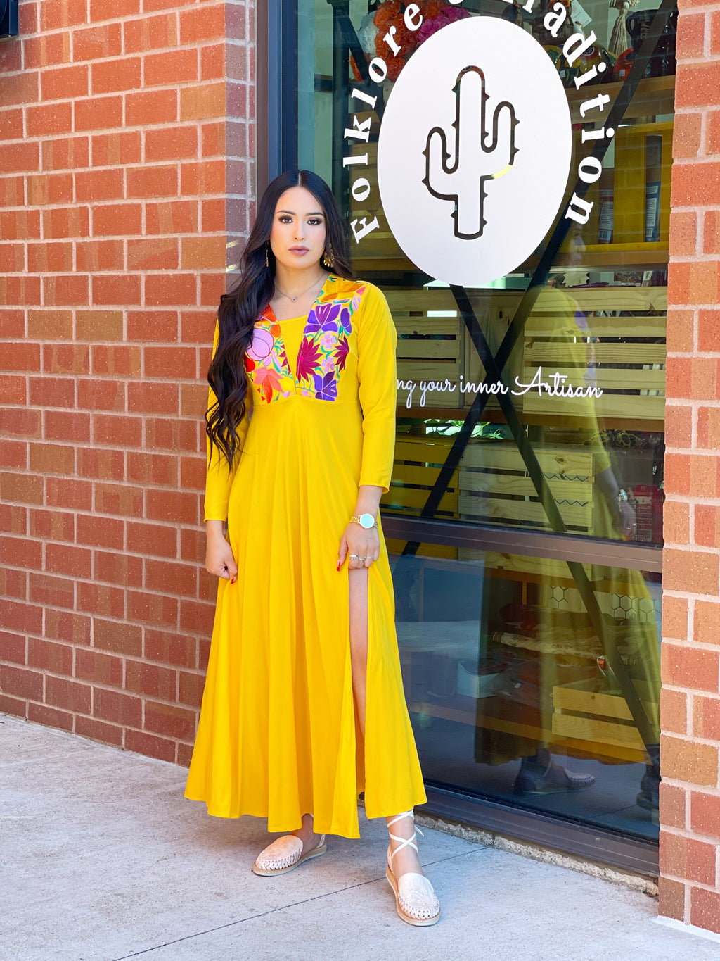 Valencia Slit Dress - Yellow
