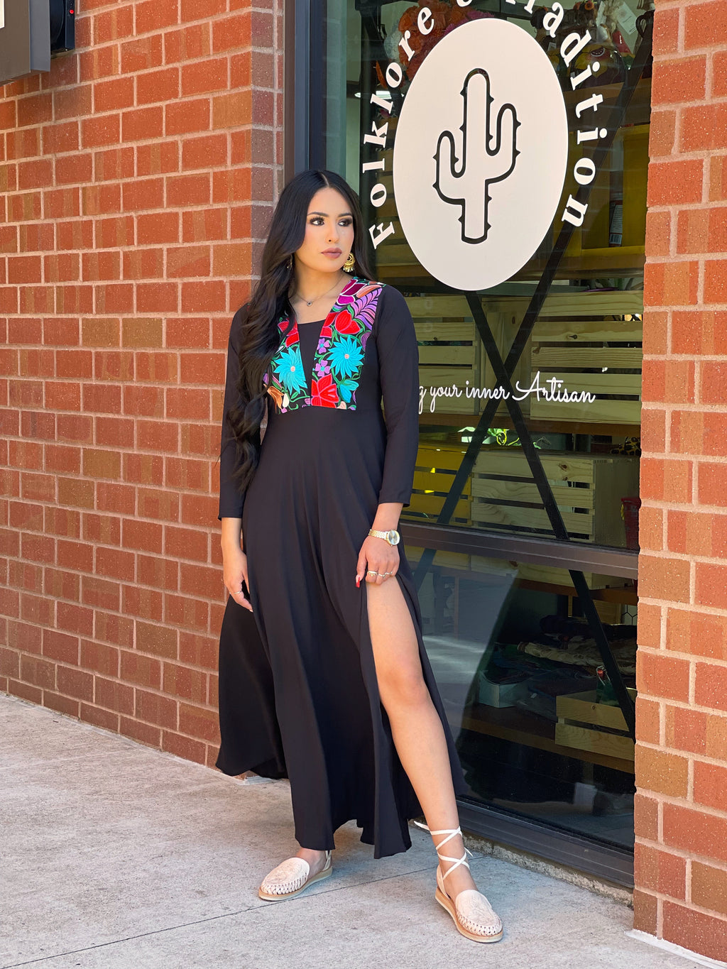 Valencia Slit Dress - Black
