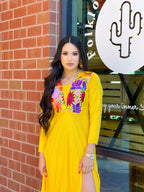 Valencia Slit Dress - Yellow