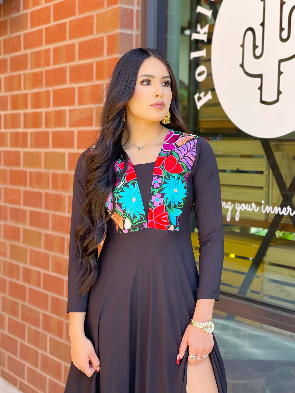 Valencia Slit Dress - Black