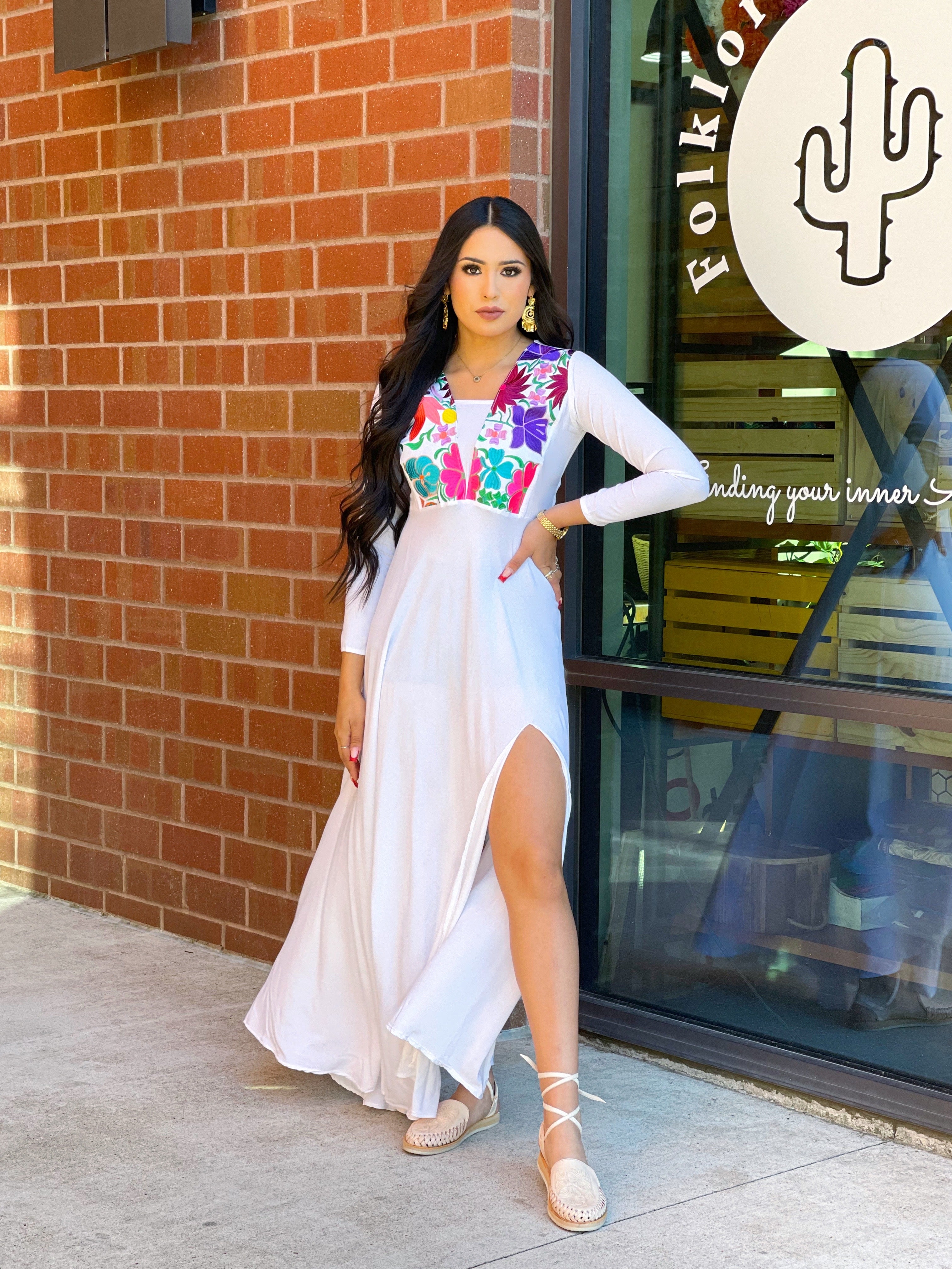 Valencia Slit Dress - White